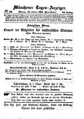 Münchener Tages-Anzeiger Montag 22. Februar 1864