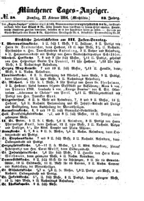 Münchener Tages-Anzeiger Samstag 27. Februar 1864