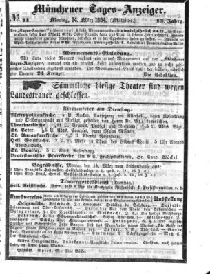 Münchener Tages-Anzeiger Montag 14. März 1864