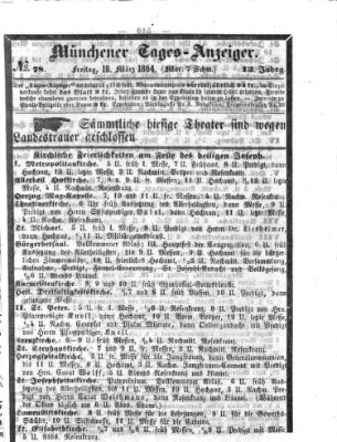 Münchener Tages-Anzeiger Freitag 18. März 1864