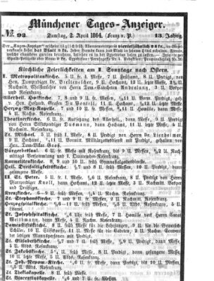 Münchener Tages-Anzeiger Samstag 2. April 1864