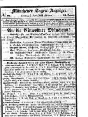 Münchener Tages-Anzeiger Sonntag 3. April 1864