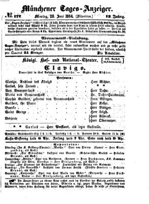 Münchener Tages-Anzeiger Montag 20. Juni 1864