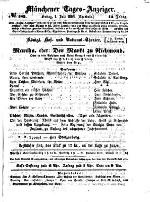 Münchener Tages-Anzeiger Freitag 1. Juli 1864