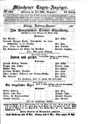 Münchener Tages-Anzeiger Mittwoch 13. Juli 1864