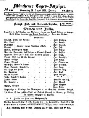 Münchener Tages-Anzeiger Donnerstag 18. August 1864