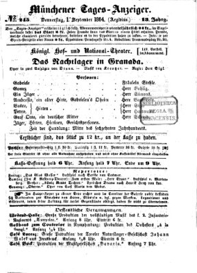 Münchener Tages-Anzeiger Donnerstag 1. September 1864