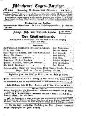 Münchener Tages-Anzeiger Donnerstag 20. Oktober 1864