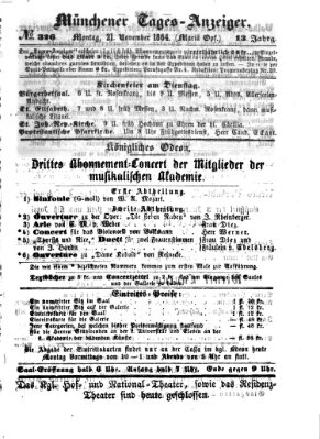 Münchener Tages-Anzeiger Montag 21. November 1864