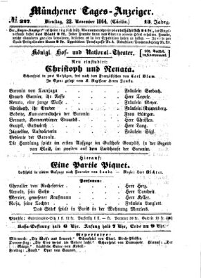 Münchener Tages-Anzeiger Dienstag 22. November 1864