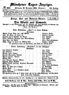 Münchener Tages-Anzeiger Mittwoch 23. November 1864