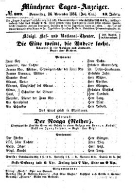 Münchener Tages-Anzeiger Donnerstag 24. November 1864