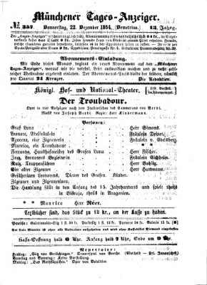 Münchener Tages-Anzeiger Donnerstag 22. Dezember 1864