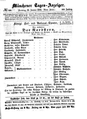 Münchener Tages-Anzeiger Sonntag 15. Januar 1865