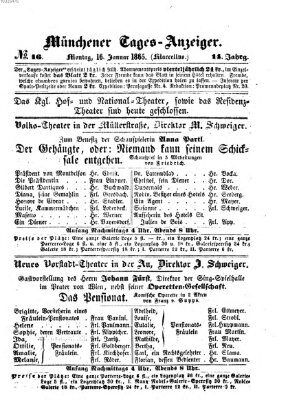 Münchener Tages-Anzeiger Montag 16. Januar 1865