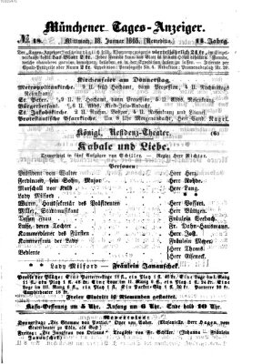 Münchener Tages-Anzeiger Mittwoch 18. Januar 1865