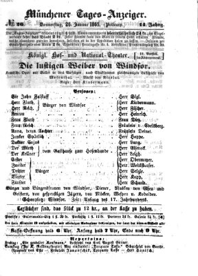 Münchener Tages-Anzeiger Donnerstag 26. Januar 1865