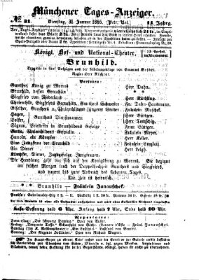 Münchener Tages-Anzeiger Dienstag 31. Januar 1865