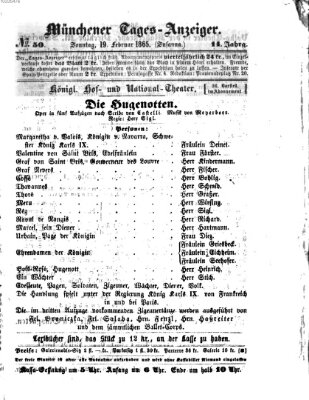 Münchener Tages-Anzeiger Sonntag 19. Februar 1865