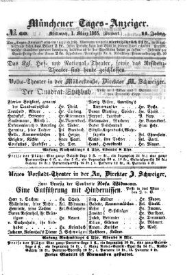 Münchener Tages-Anzeiger Mittwoch 1. März 1865