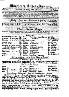 Münchener Tages-Anzeiger Mittwoch 15. März 1865