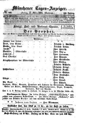 Münchener Tages-Anzeiger Freitag 17. März 1865