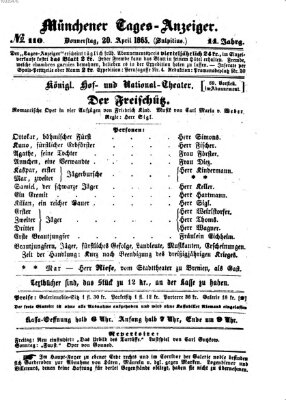 Münchener Tages-Anzeiger Donnerstag 20. April 1865