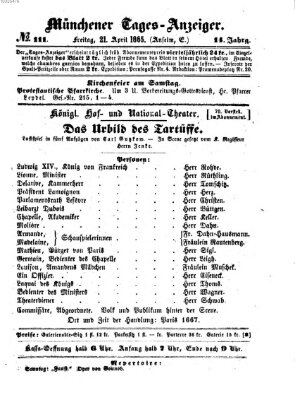 Münchener Tages-Anzeiger Freitag 21. April 1865
