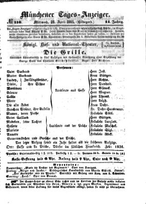 Münchener Tages-Anzeiger Mittwoch 26. April 1865