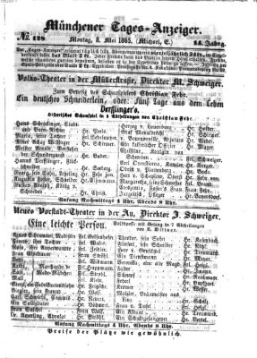 Münchener Tages-Anzeiger Montag 8. Mai 1865