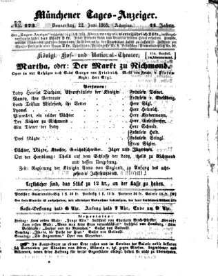 Münchener Tages-Anzeiger Donnerstag 22. Juni 1865