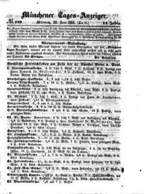 Münchener Tages-Anzeiger Mittwoch 28. Juni 1865