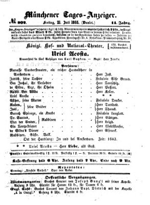 Münchener Tages-Anzeiger Freitag 21. Juli 1865