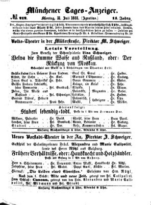 Münchener Tages-Anzeiger Montag 31. Juli 1865