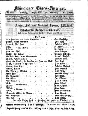 Münchener Tages-Anzeiger Dienstag 1. August 1865