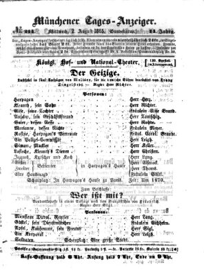 Münchener Tages-Anzeiger Mittwoch 2. August 1865