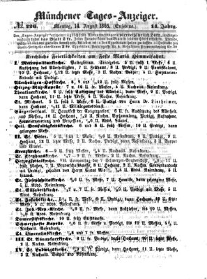 Münchener Tages-Anzeiger Montag 14. August 1865