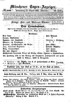 Münchener Tages-Anzeiger Donnerstag 17. August 1865