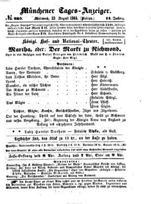 Münchener Tages-Anzeiger Mittwoch 23. August 1865