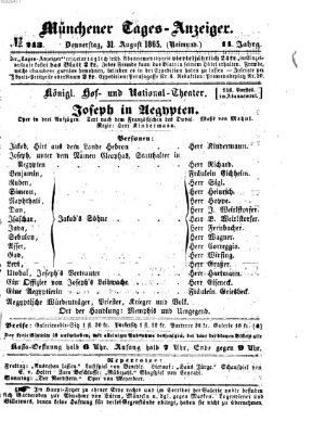 Münchener Tages-Anzeiger Donnerstag 31. August 1865