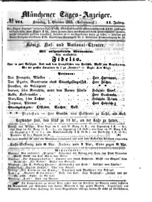 Münchener Tages-Anzeiger Sonntag 1. Oktober 1865