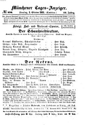 Münchener Tages-Anzeiger Dienstag 3. Oktober 1865