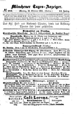 Münchener Tages-Anzeiger Montag 16. Oktober 1865