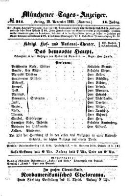 Münchener Tages-Anzeiger Freitag 10. November 1865