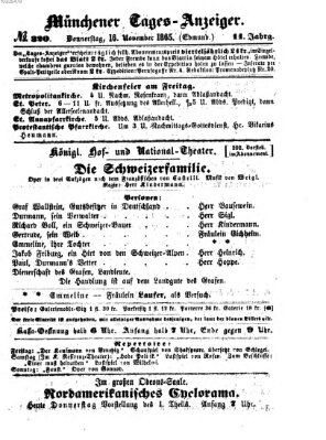 Münchener Tages-Anzeiger Donnerstag 16. November 1865