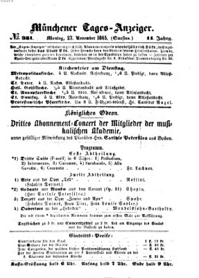 Münchener Tages-Anzeiger Montag 27. November 1865