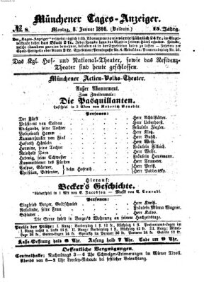 Münchener Tages-Anzeiger Montag 8. Januar 1866