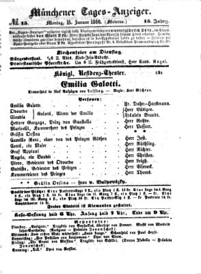 Münchener Tages-Anzeiger Montag 15. Januar 1866