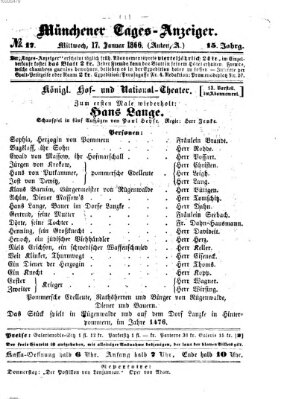 Münchener Tages-Anzeiger Mittwoch 17. Januar 1866