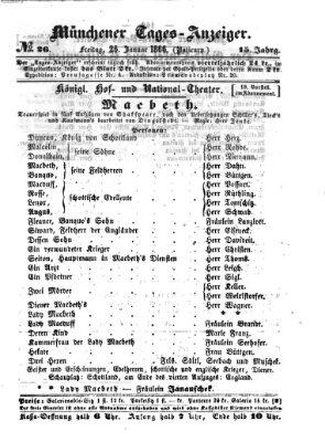 Münchener Tages-Anzeiger Freitag 26. Januar 1866